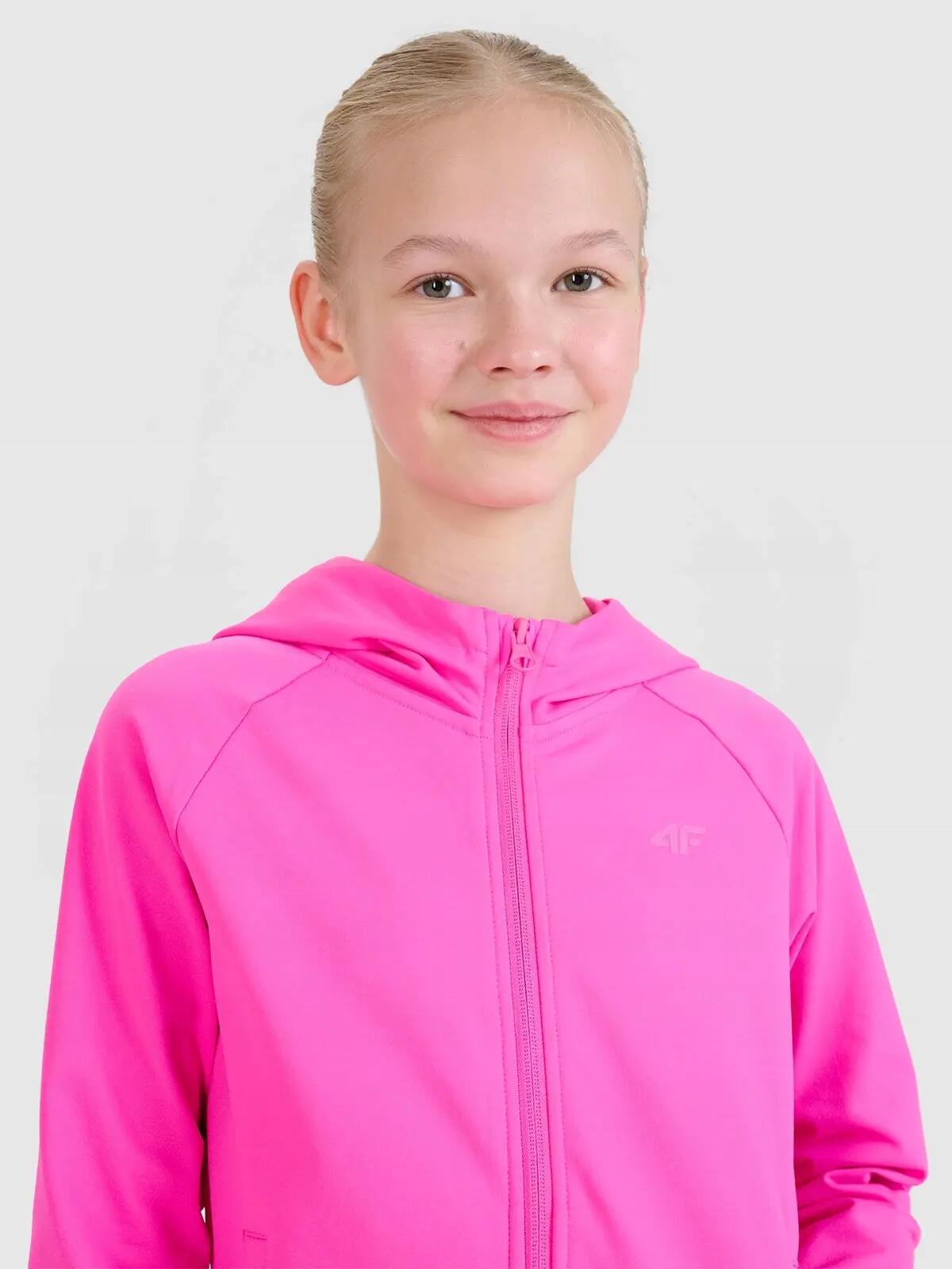 Bluza sportowa rozpinana 4F F448 z kapturem różowa 4/8