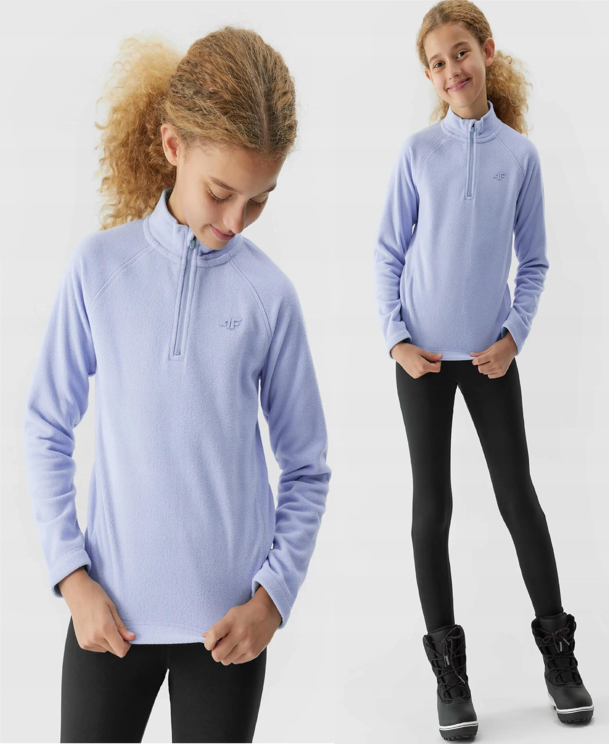BLUZA DZIEWCZĘCA 4F Z KAPTUREM NIEROZPINANA Z NADRUKIEM 8/9