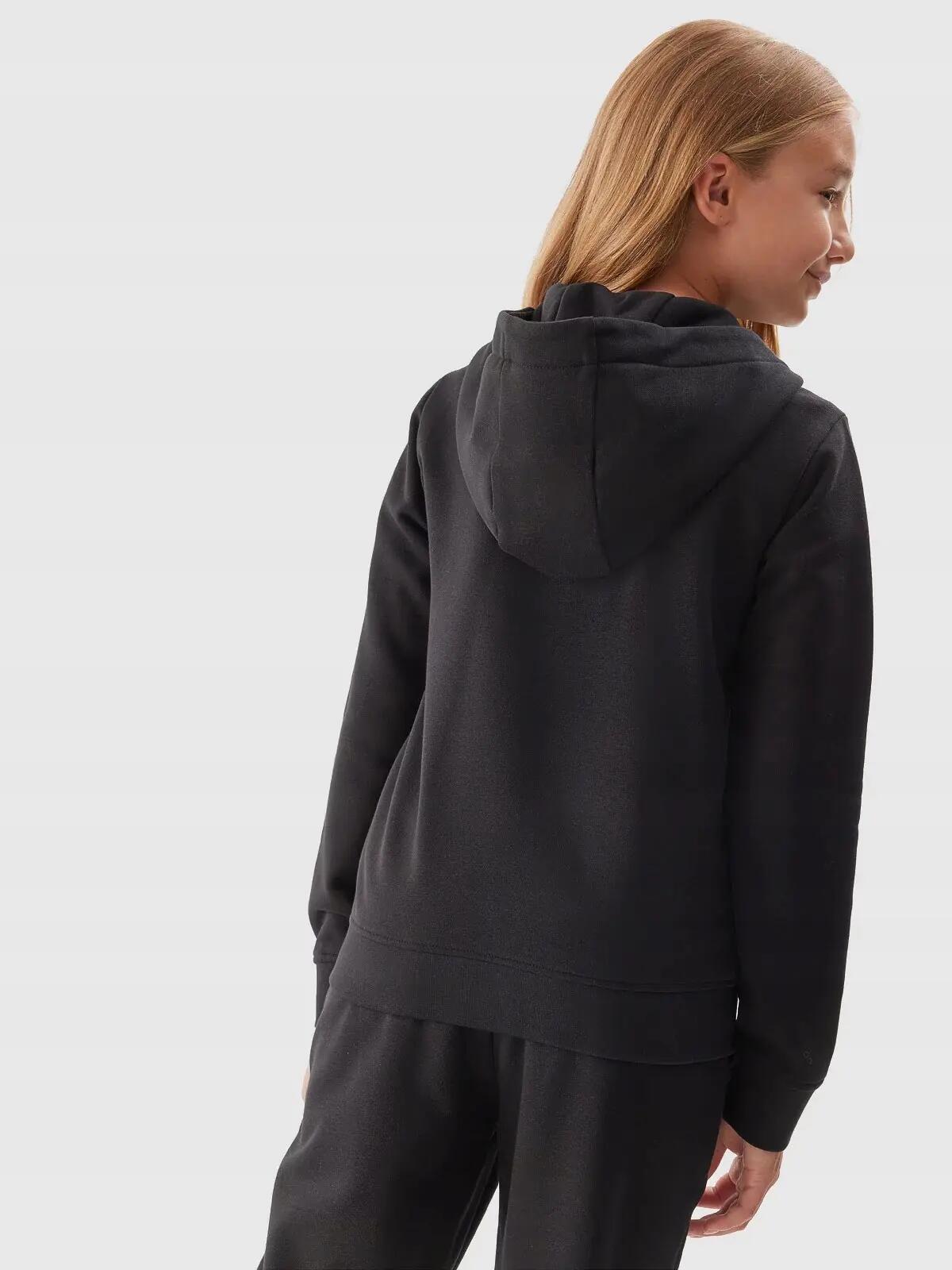 4F BLUZA DZIEWCZĘCA ROZPINANA Z KAPTUREM DRESOWA DZIECIĘCA CZARNA 5/10