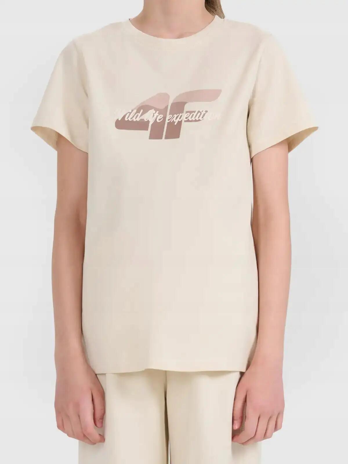 KOSZULKA DZIEWCZĘCA 4F T-SHIRT SPORTOWY BAWEŁNIANY 2/10
