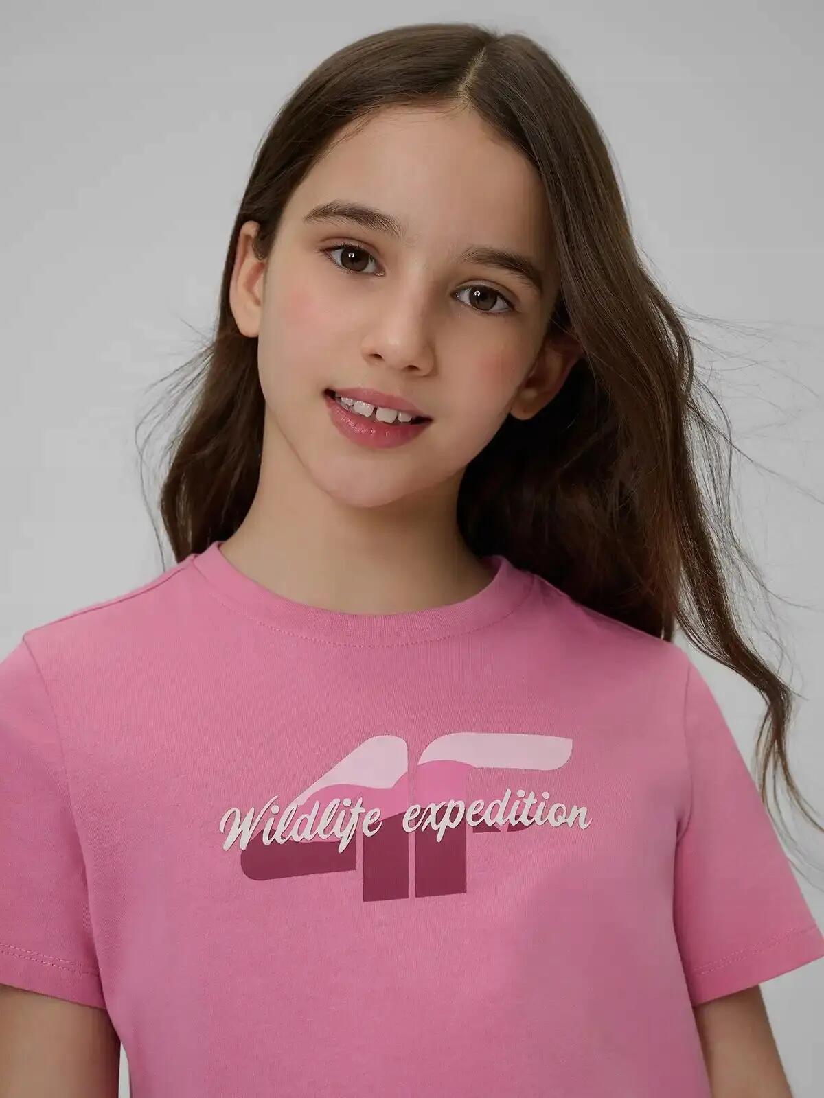KOSZULKA DZIEWCZĘCA 4F T-SHIRT SPORTOWY BAWEŁNIANY 7/10