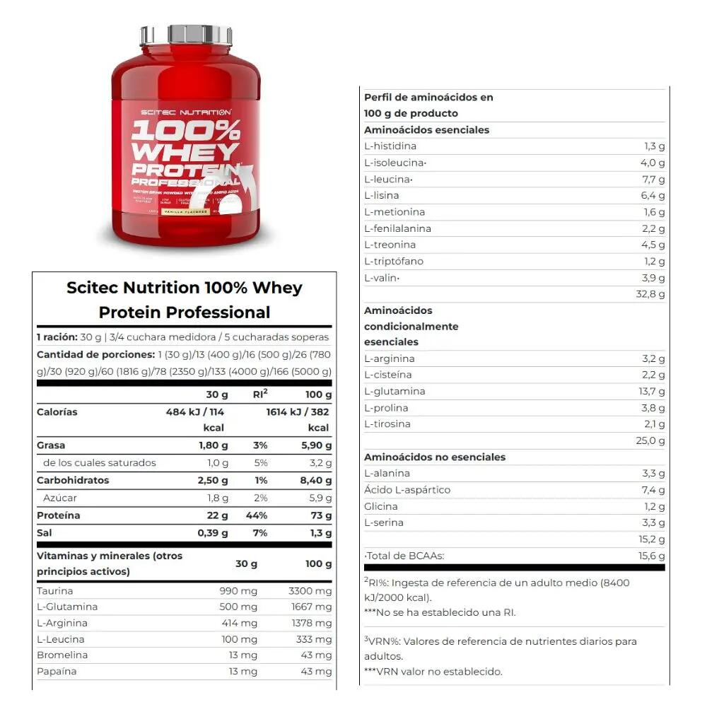 100% Whey Protein Professional 1816gr Vanilla SCITEC NUTRITION 2/2