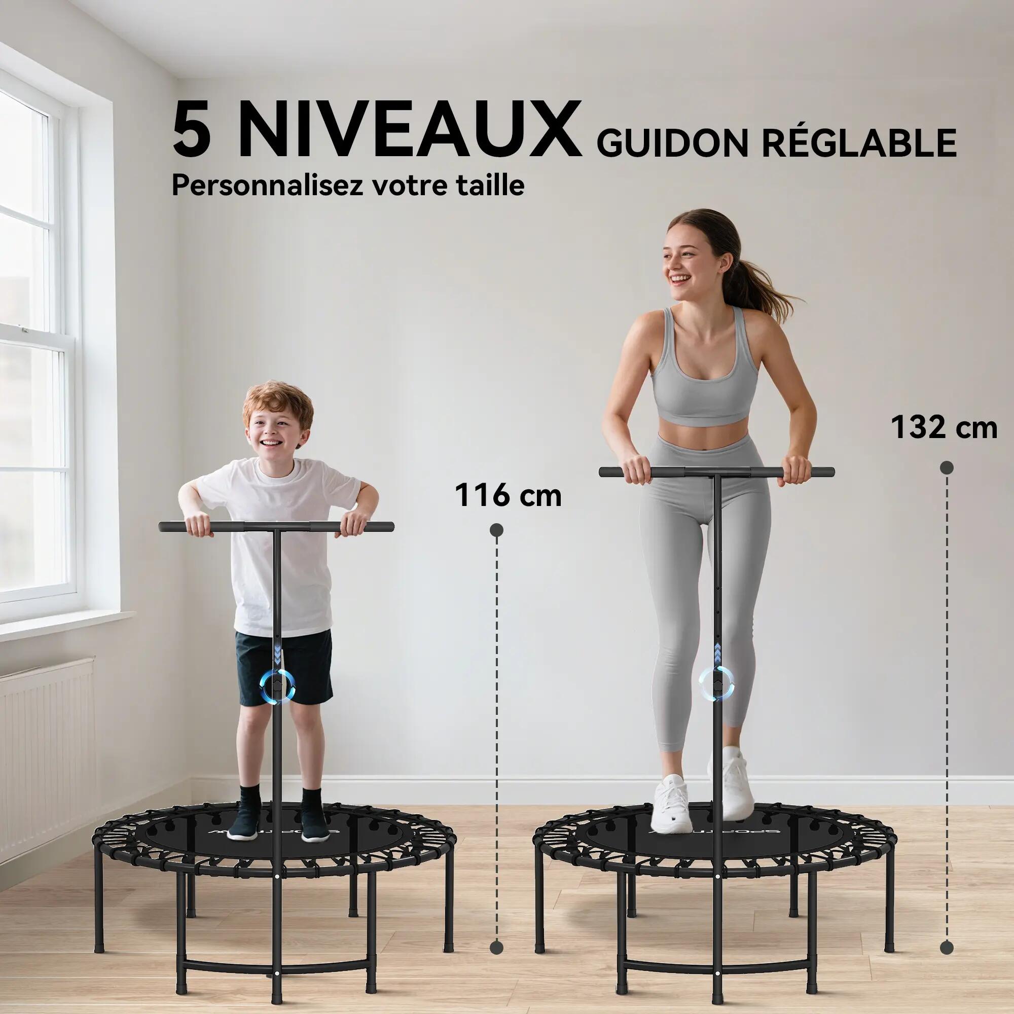 Trampoline - fitness - poignée réglable, 36 cordes - noir 6/6