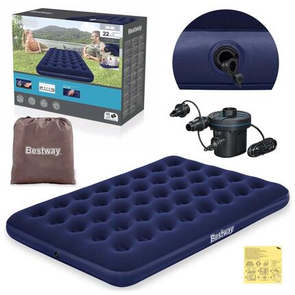 Bestway Matelas gonflable 2 personnes avec pompe électrique 191 x 137 x 22 cm
