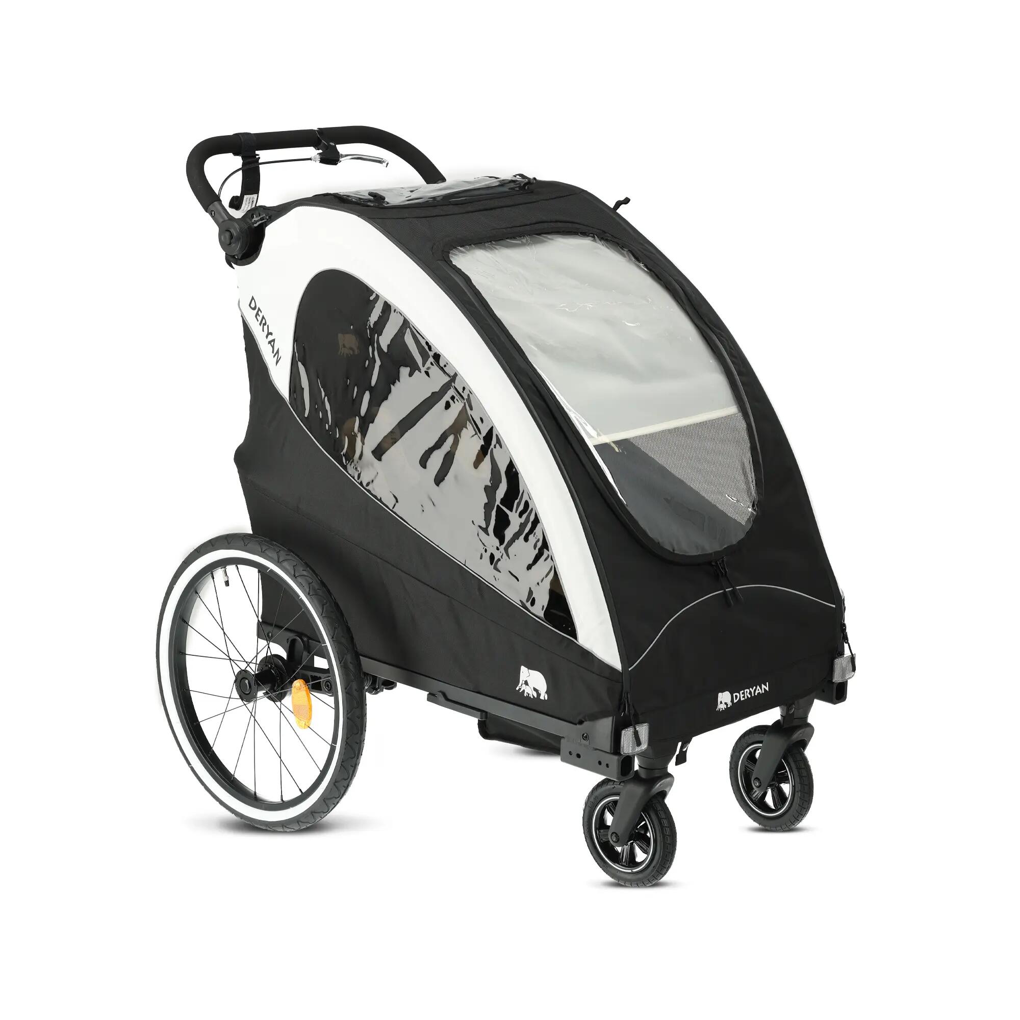 Remorque vélo de luxe - Remorque vélo 3-en-1 - Poussette - 2 places - Noir/Blanc 9/10