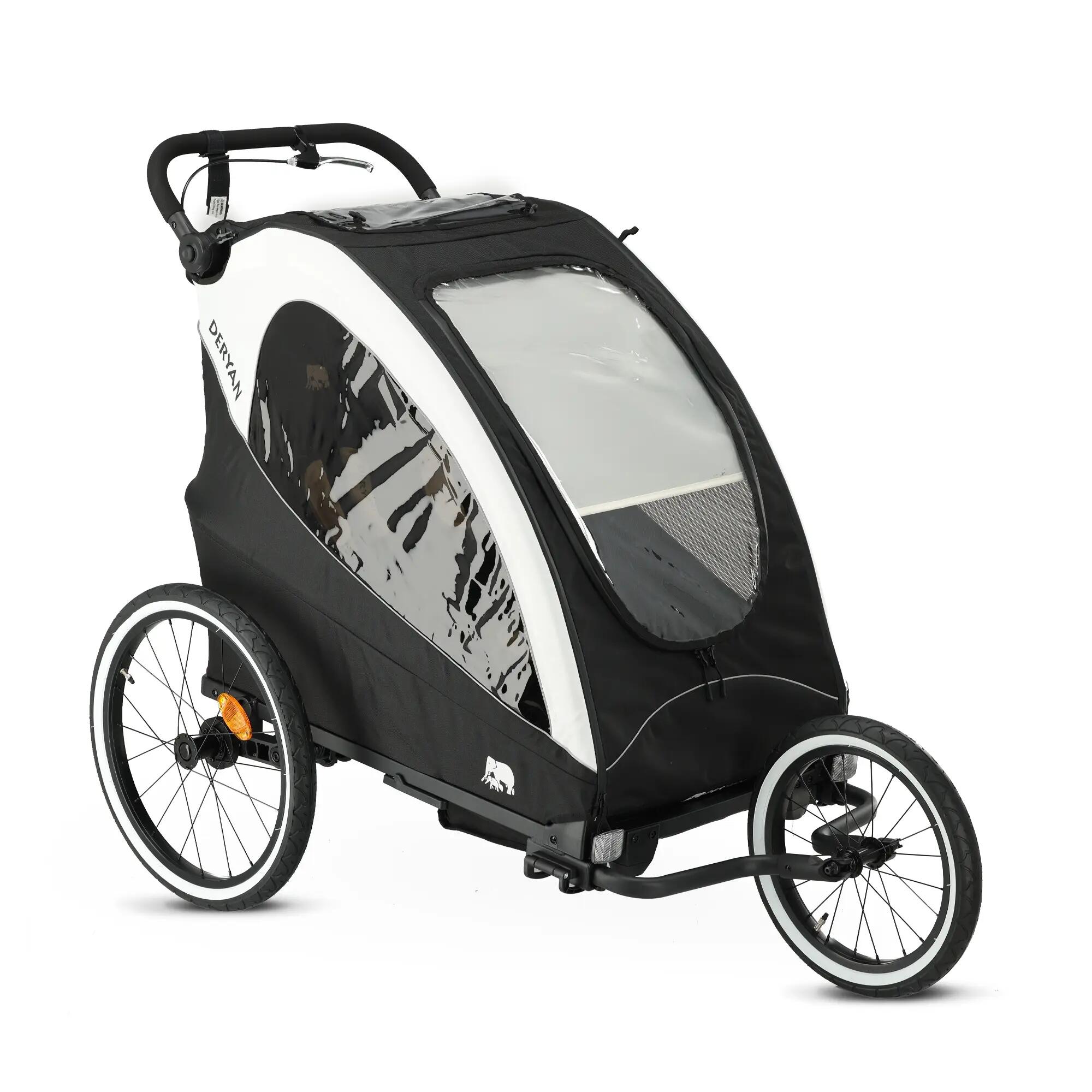 Remorque vélo de luxe - Remorque vélo 3-en-1 - Poussette - 2 places - Noir/Blanc 8/10