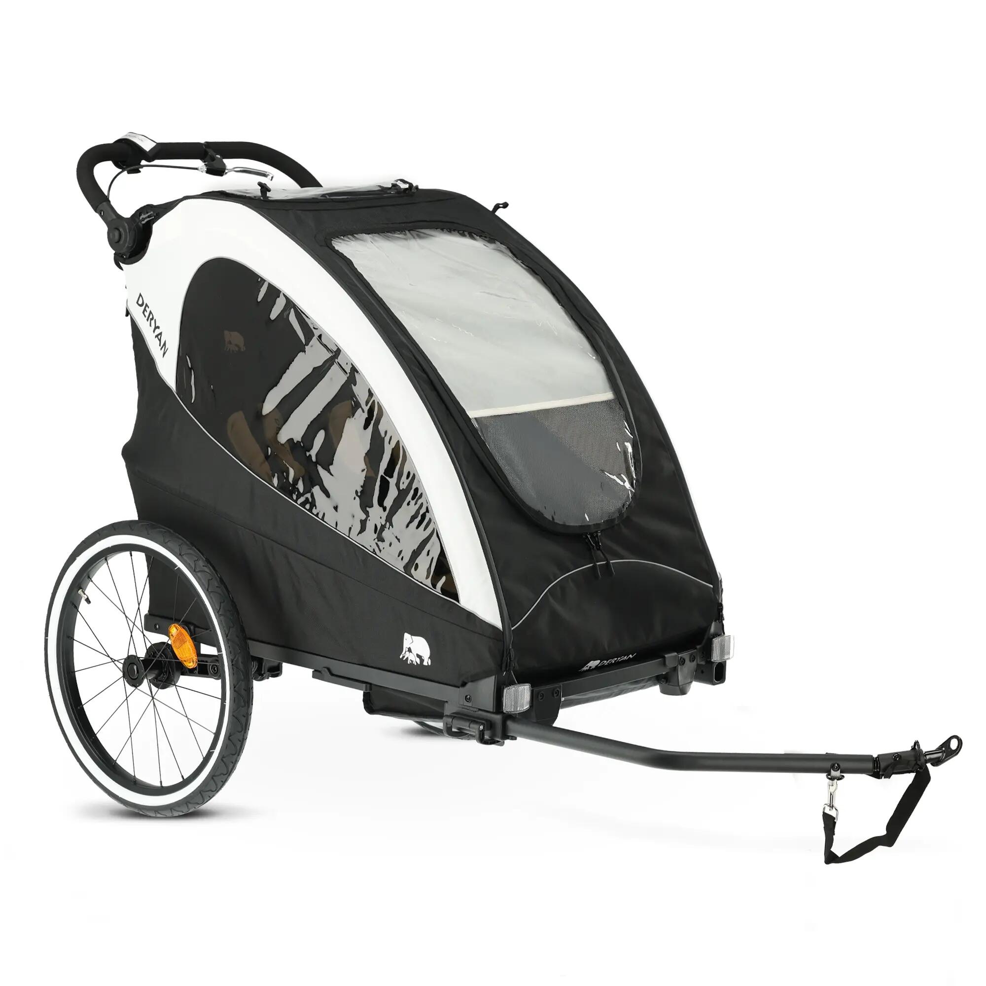 Remorque vélo de luxe - Remorque vélo 3-en-1 - Poussette - 2 places - Noir/Blanc 3/10