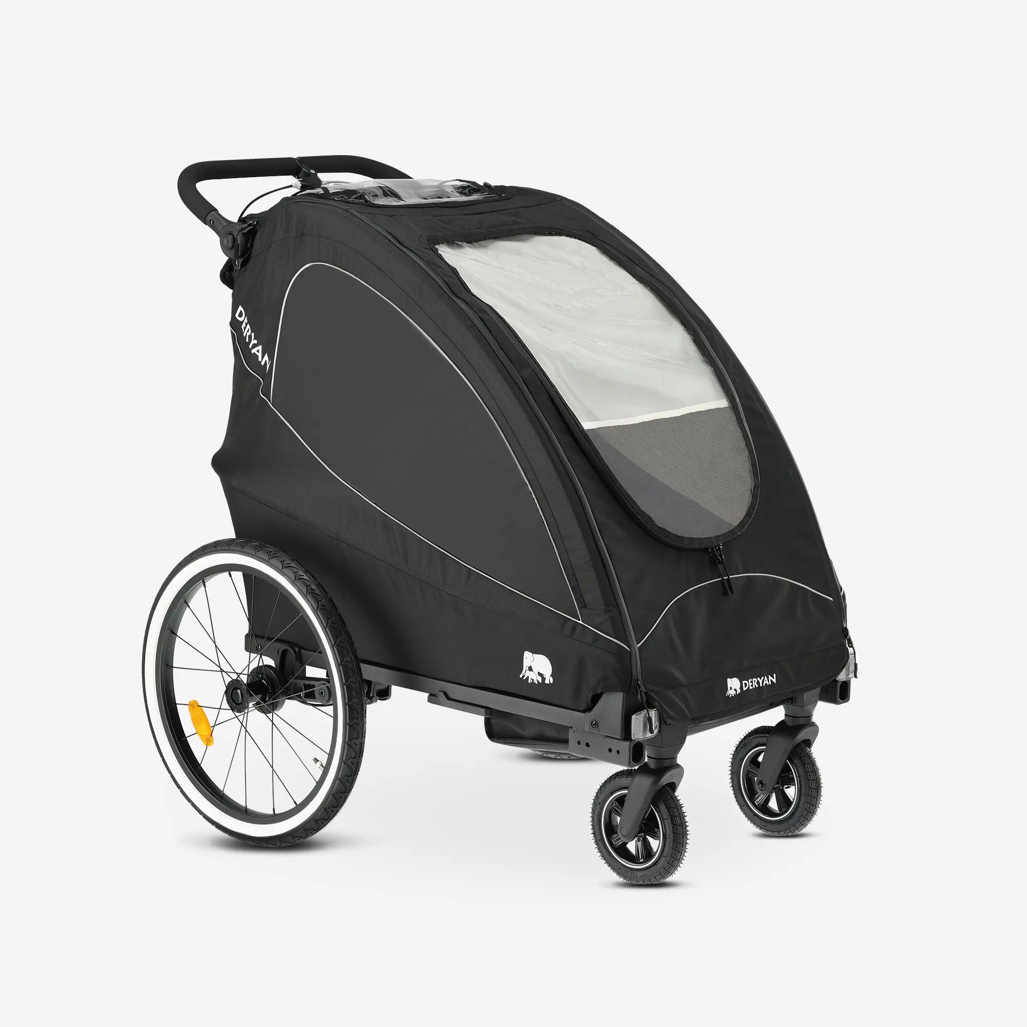 Remolque de bicicleta de lujo - Remolque 3-en-1 - Carrito - 2 plazas - Negro 9/10