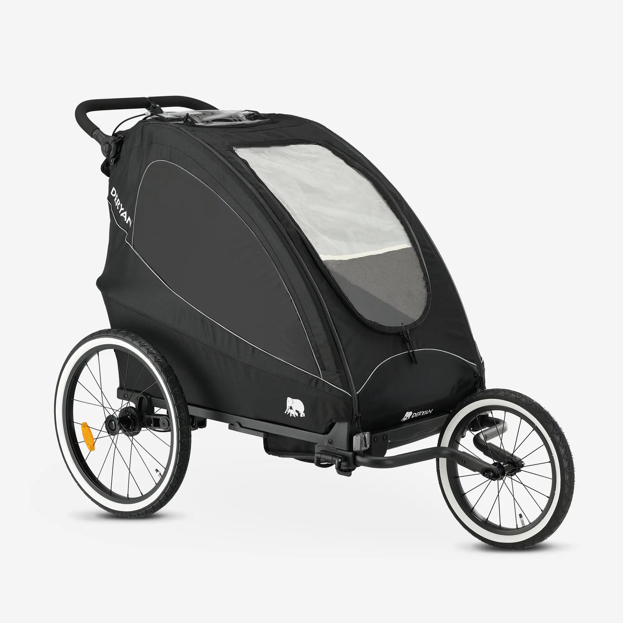 Remolque de bicicleta de lujo - Remolque 3-en-1 - Carrito - 2 plazas - Negro 8/10