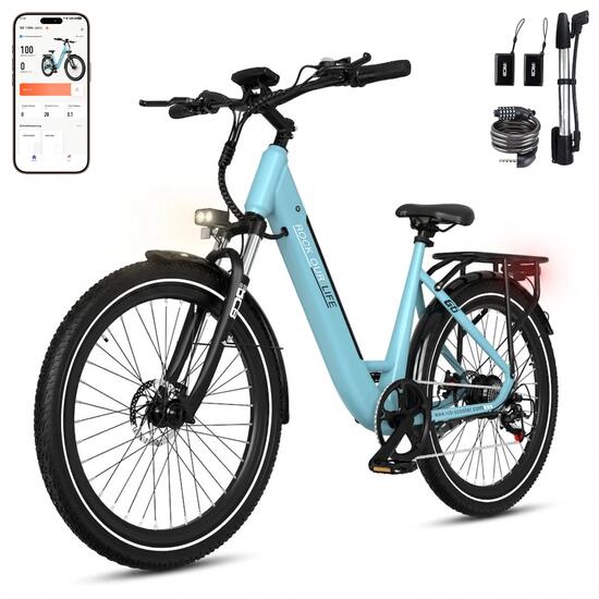 Elektrische stadsfiets G6 27,5" lage instap traksensor actieradius tot 120 km