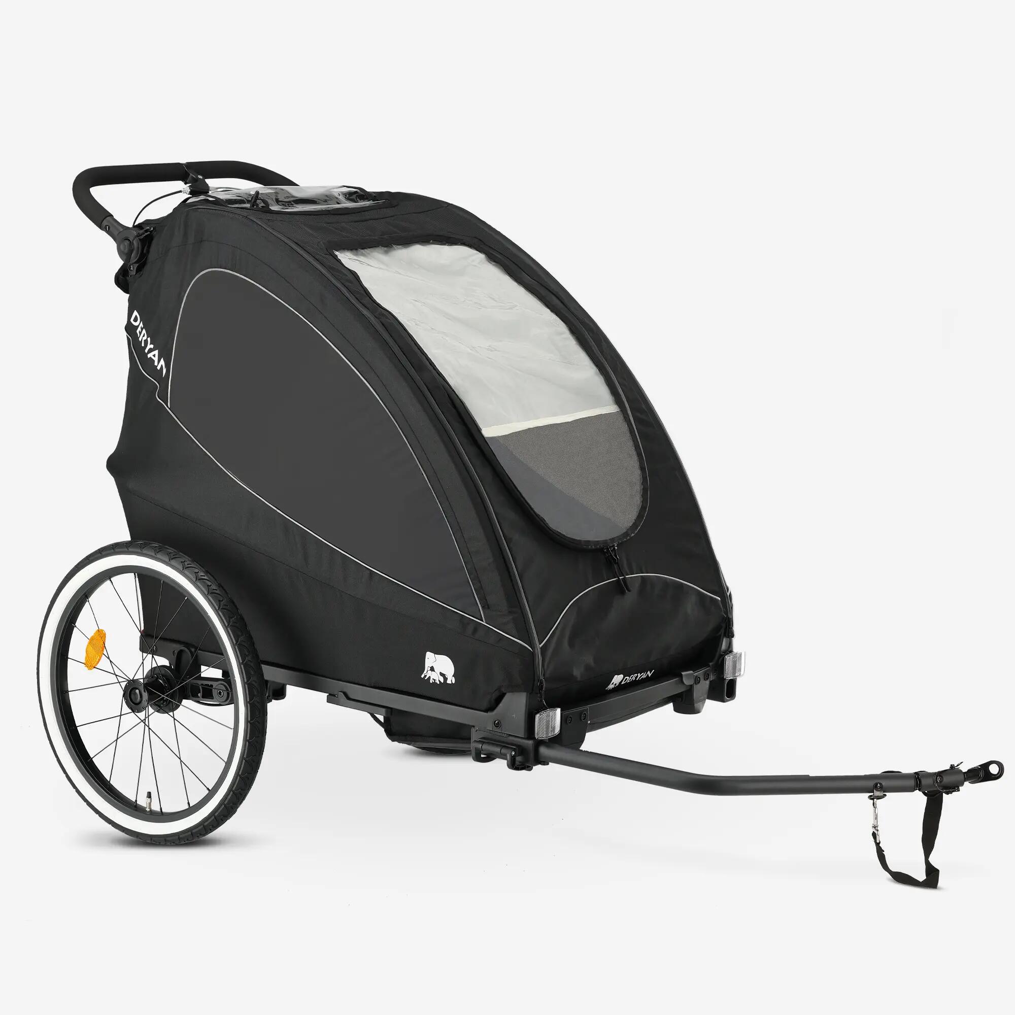 Remolque de bicicleta de lujo - Remolque 3-en-1 - Carrito - 2 plazas - Negro 4/10