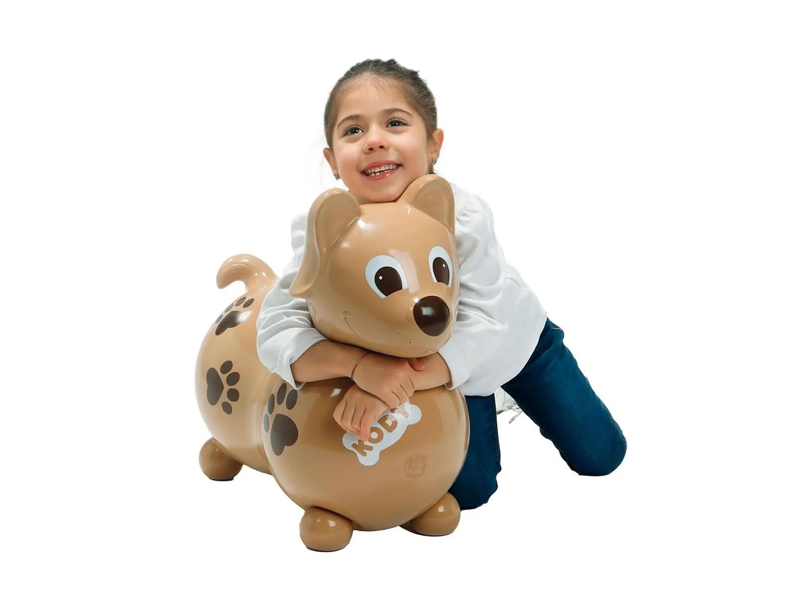 Gymnic Kody Cane gonfiabile cavalcabile marrone gioco ed equilibrio bambini 4/6
