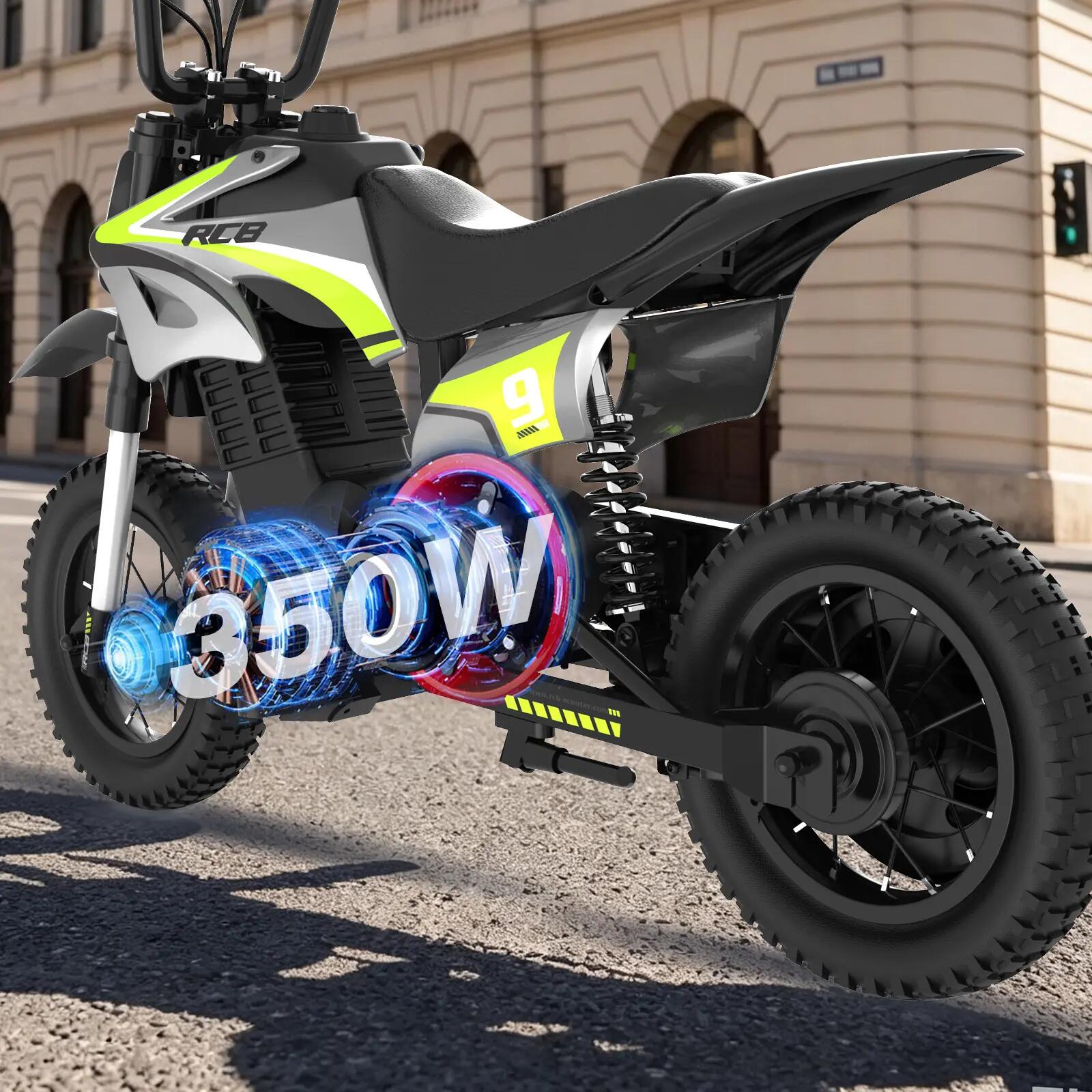 Moto eléctrica infantil R9X PRO todoterreno, ruedas 12", doble amortiguador 6/7