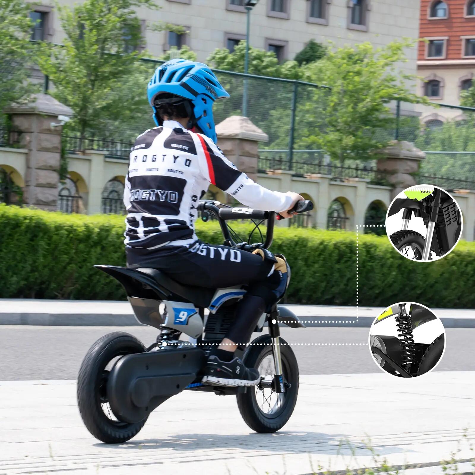 Moto eléctrica infantil R9X PRO todoterreno, ruedas 12", doble amortiguador 4/7