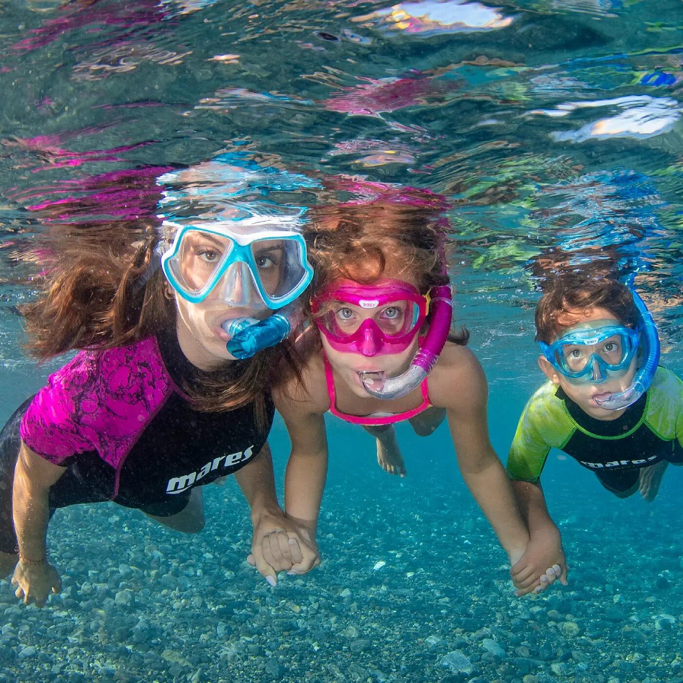 Maschera Snorkeling Doppio Vetro Wahoo Silicone Low Profile Fibbie Rapide 2/4