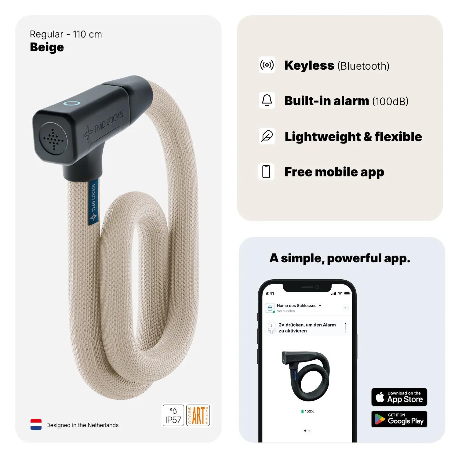 Antivol connecté e-bike sans clé, alarme, certifié ART 2. 6/16
