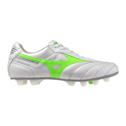 Buty piłkarskie męskie Mizuno Morelia II Elite Md white/neon green/galaxy silver