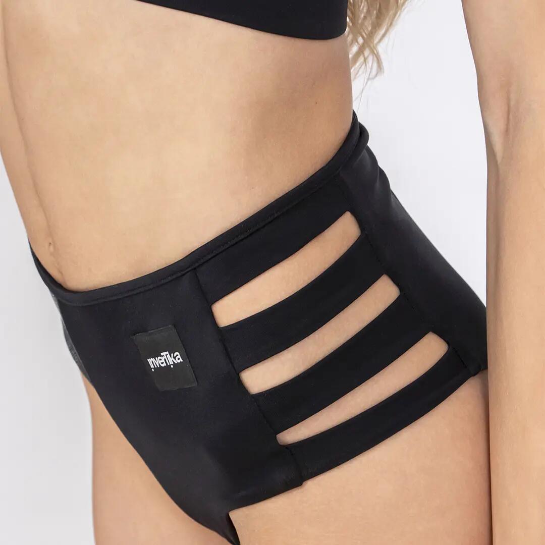 Slip donna double face in microfibra per pole dance e allenamento Nero Argento 2/7