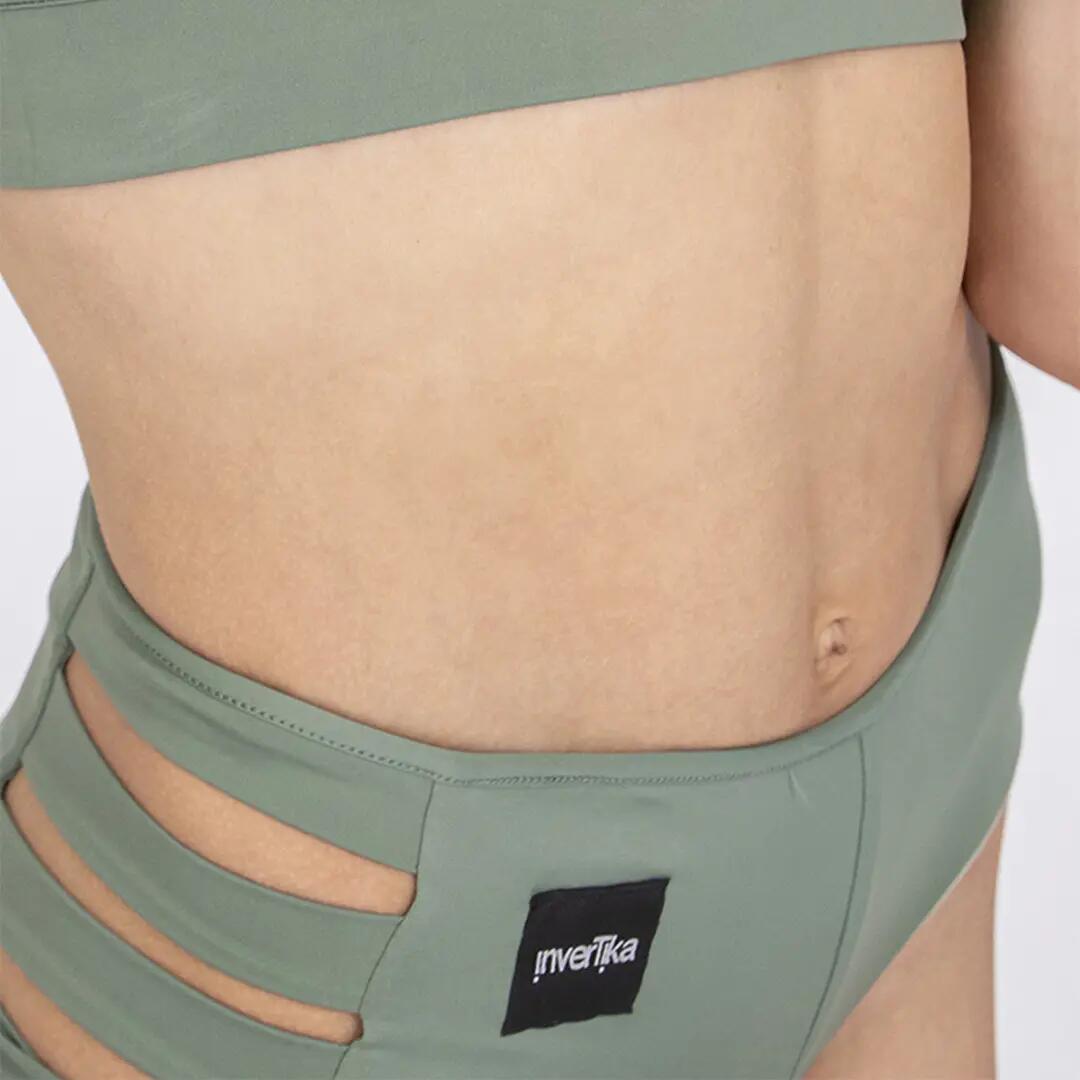 Slip donna double face in microfibra per pole dance e allenamento Verde Oro 2/7