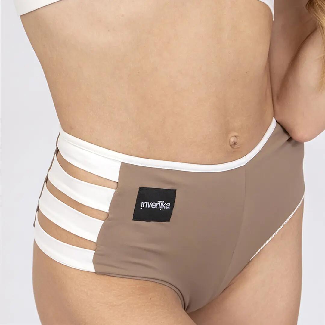 Slip donna double face in microfibra per pole dance e allenamento Marrone Oro 2/7