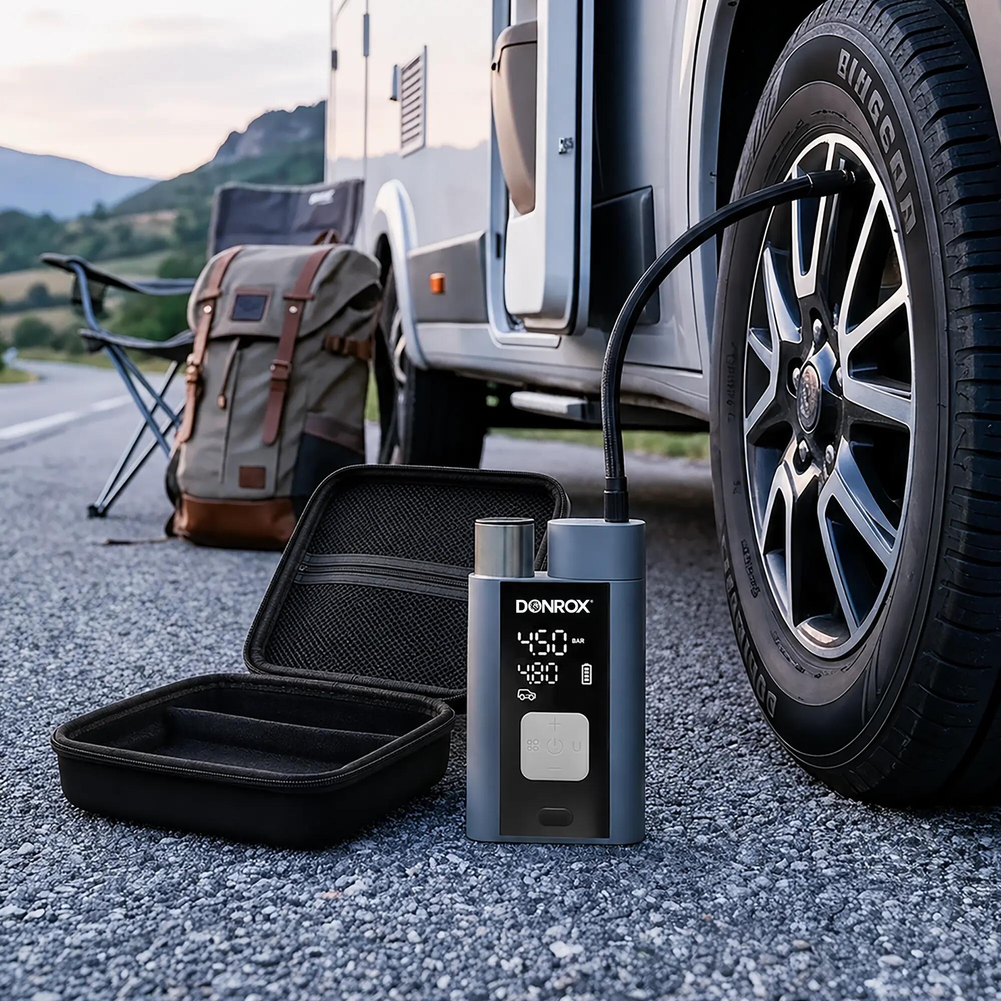 Ride A924 premium compressor met vervangbare batterij en 12V 2/3
