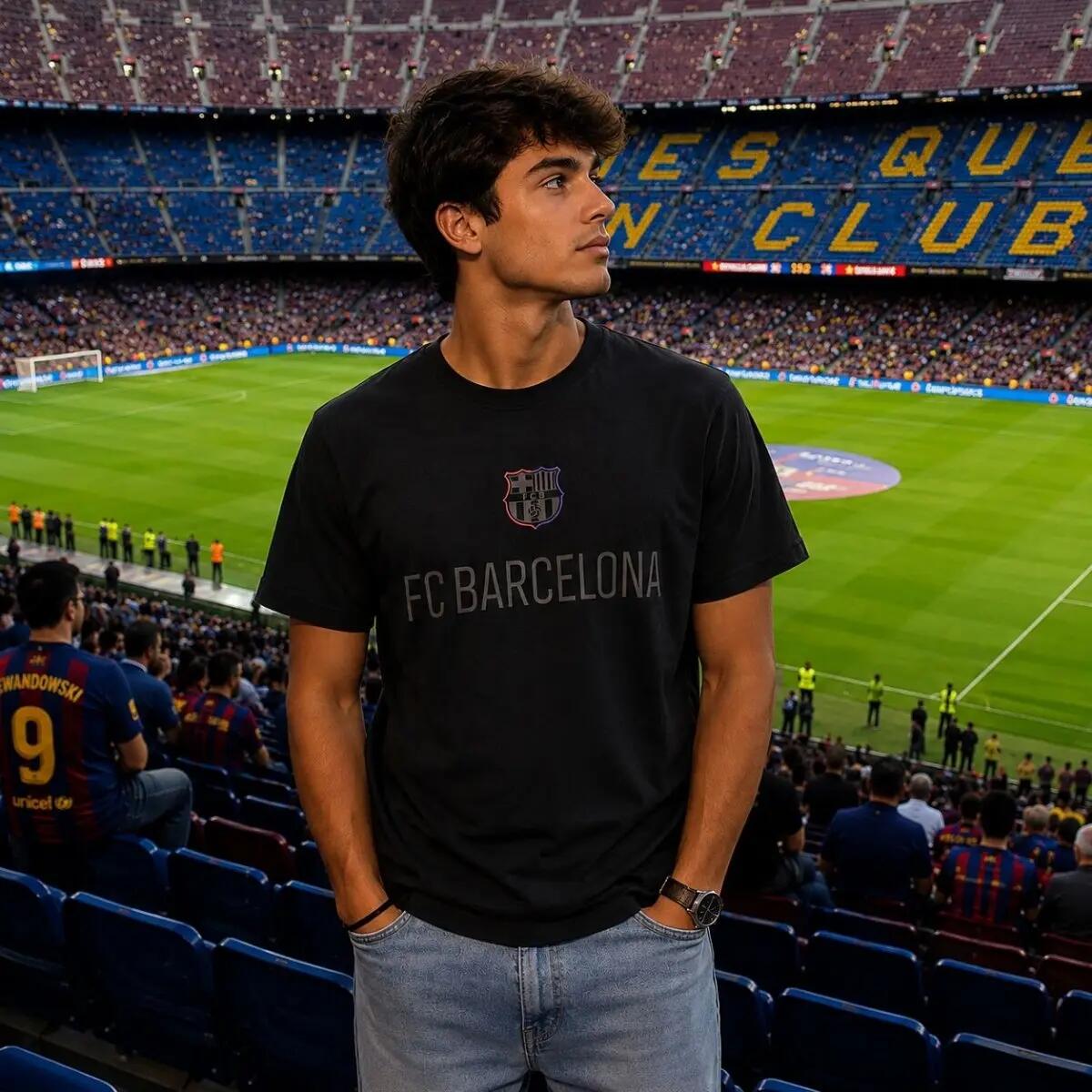 FC Barcelona t-shirt męski bawełna czarny 2/3