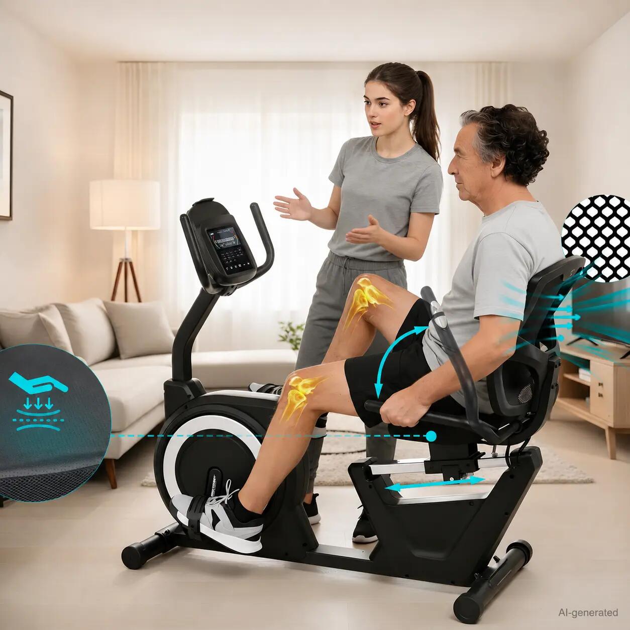 Hometrainer - lig-ergometer - lage instap - stil - handpolssensoren - RS 4000 5/14