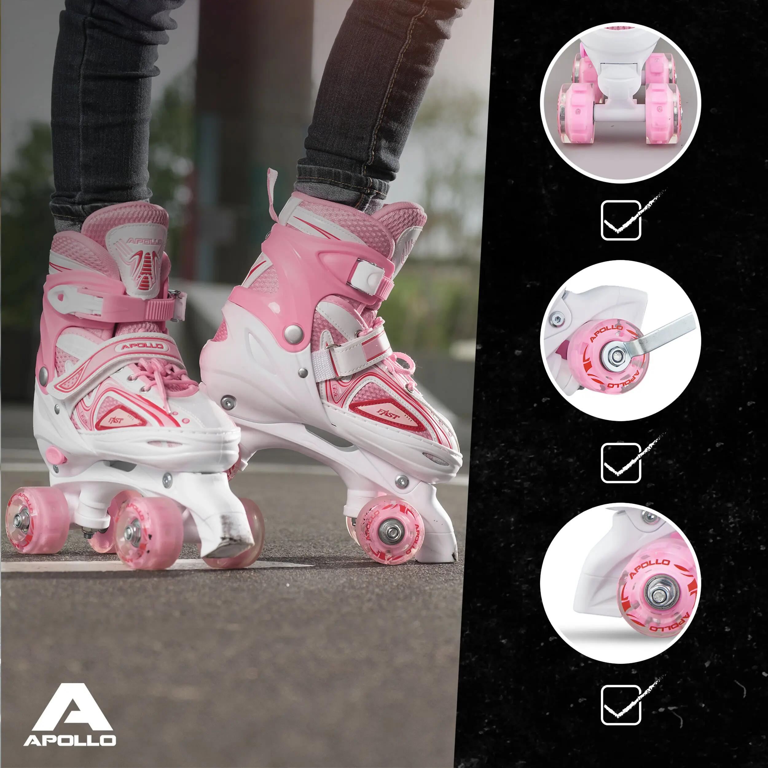 Apollo Super Quad LED ABEC7 verstellbare Kinder Rollschuhe 5/7