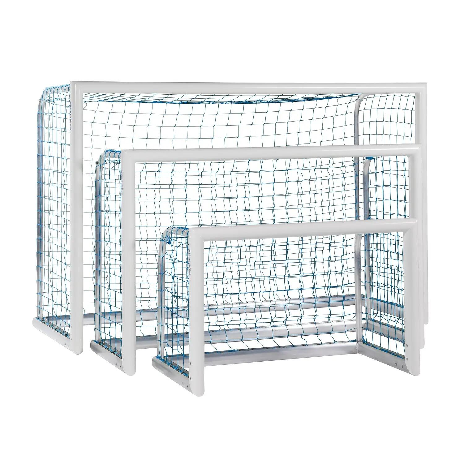 Mini-Fußballtor Professional Kompakt, Weiß-Pulverbeschichtet Inkl. Netz, blau 3/5