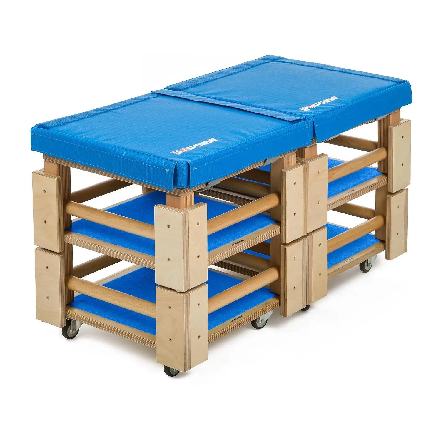 Turnhocker-Set Kombi 2 Turnen Unisex Blau, Holz-Natur 5/6