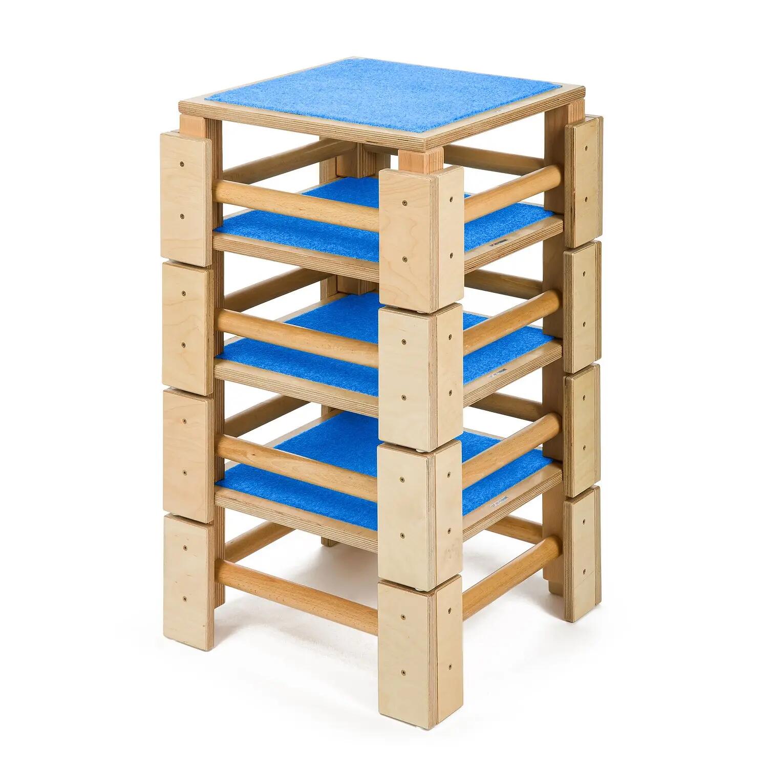 Turnhocker-Set Kombi 2 Turnen Unisex Blau, Holz-Natur 4/6