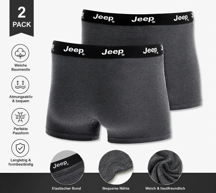 Boxershort 2 Pack Jeep Boxer Short Dark Grey Melange/Black L 3/6