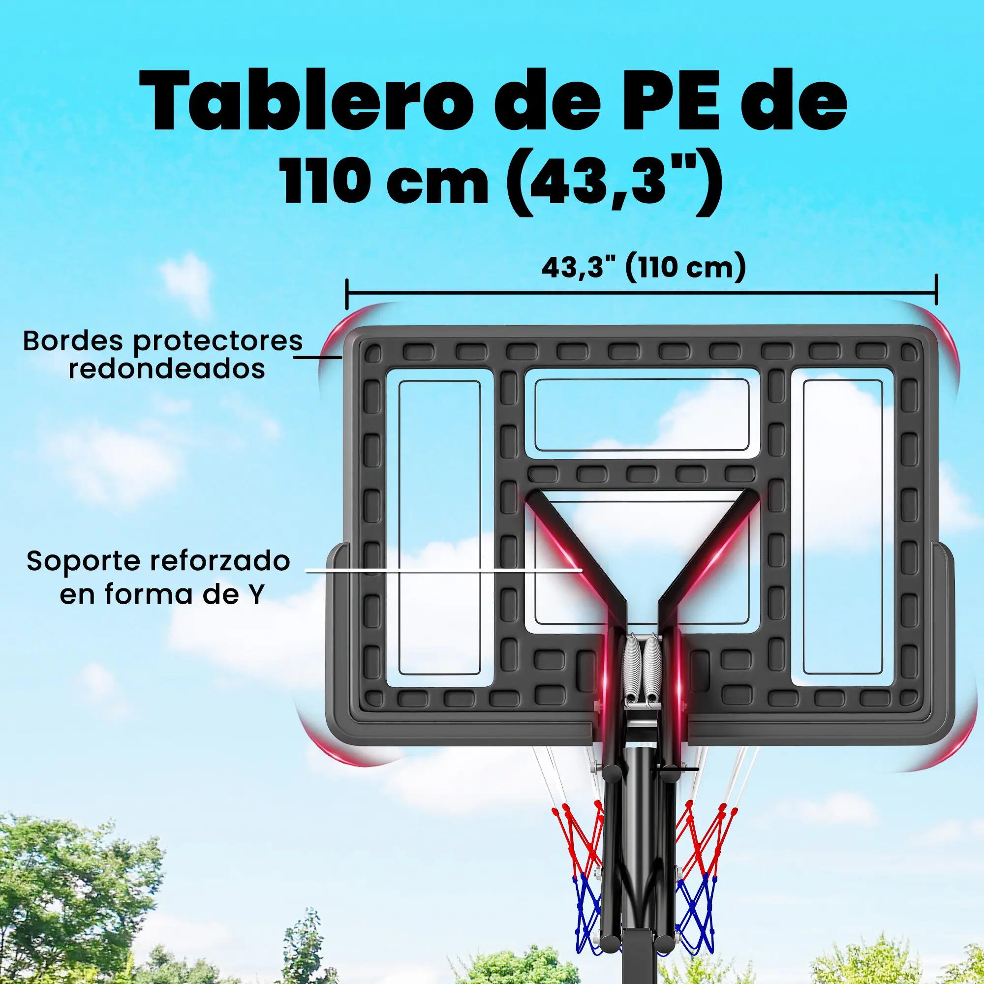 Canasta de Baloncesto SPORTNOW 120x120x370 cm Negro 4/5