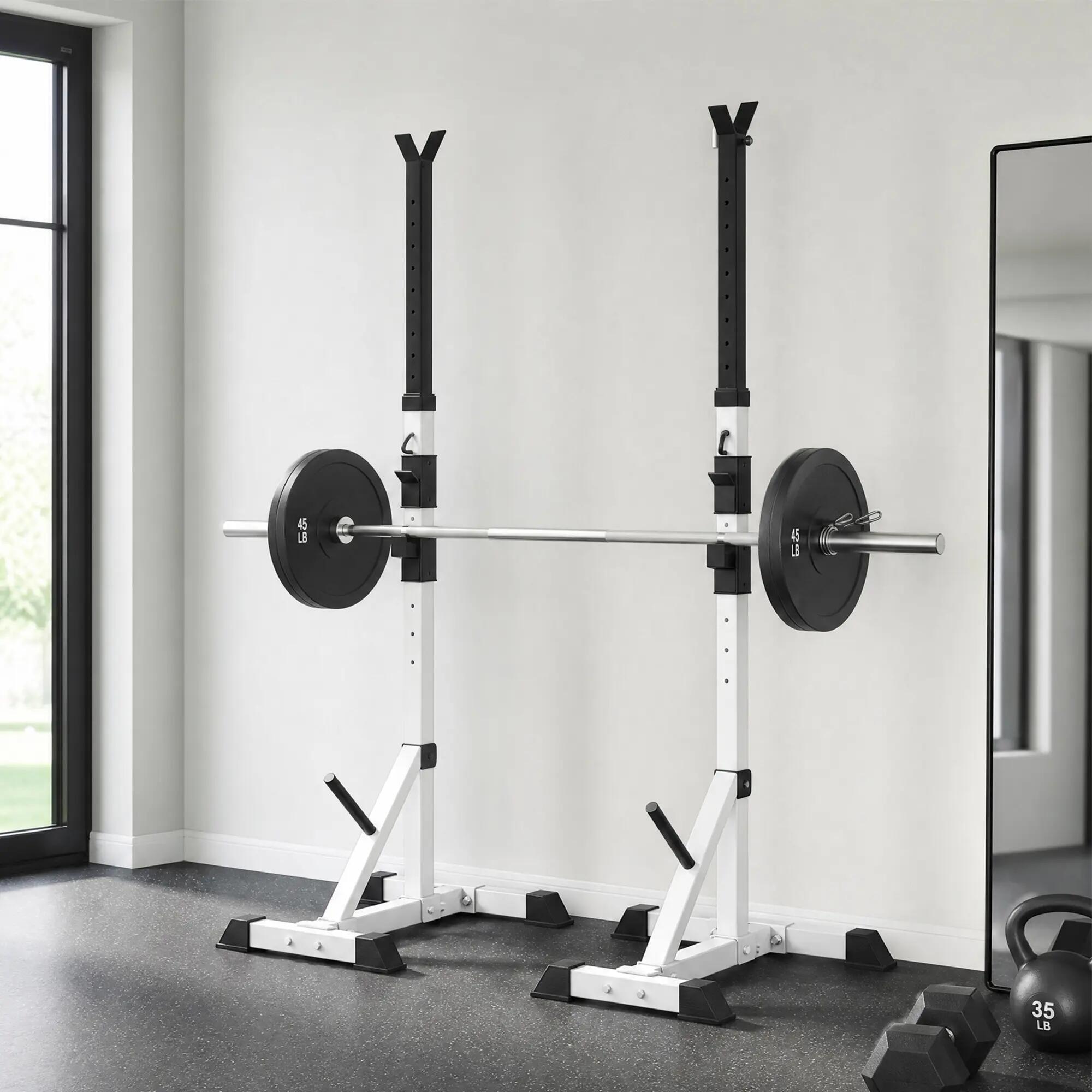 Suporte para barras de pesos 58,5x75,5x136-176 cm prata e preto HOMCOM 5/7