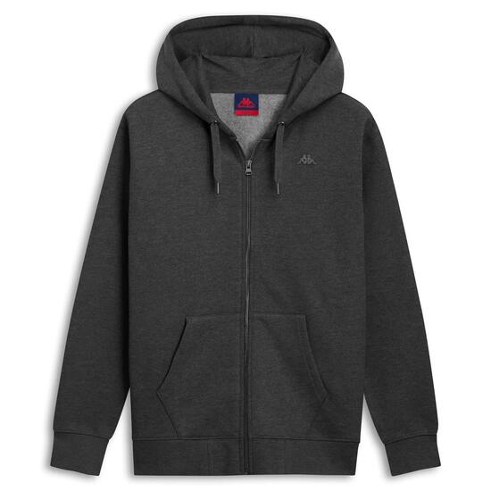 Felpa con cappuccio e zip da uomo in cotone grigio da lifestyle