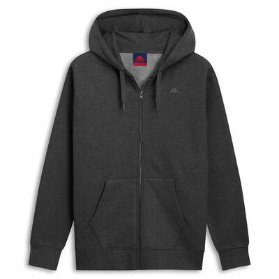 Felpa con cappuccio e zip da uomo in cotone grigio da lifestyle
