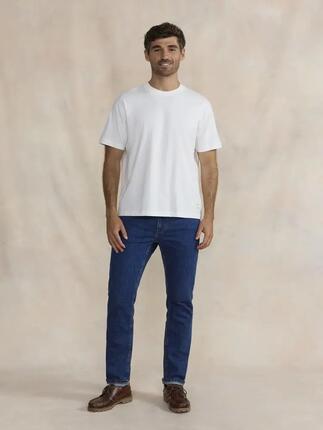 T-shirt homme, col rond, manches courtes, omarutee, blanc/ecru