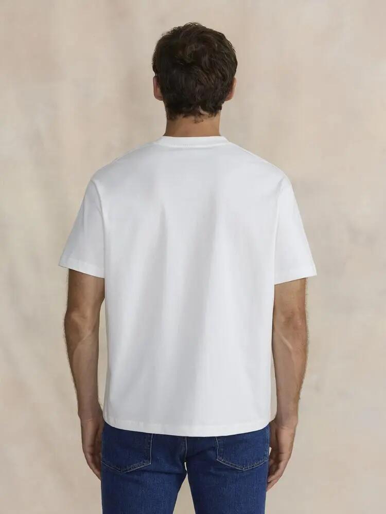 T-shirt homme, col rond, manches courtes, omarutee, blanc/ecru 4/5