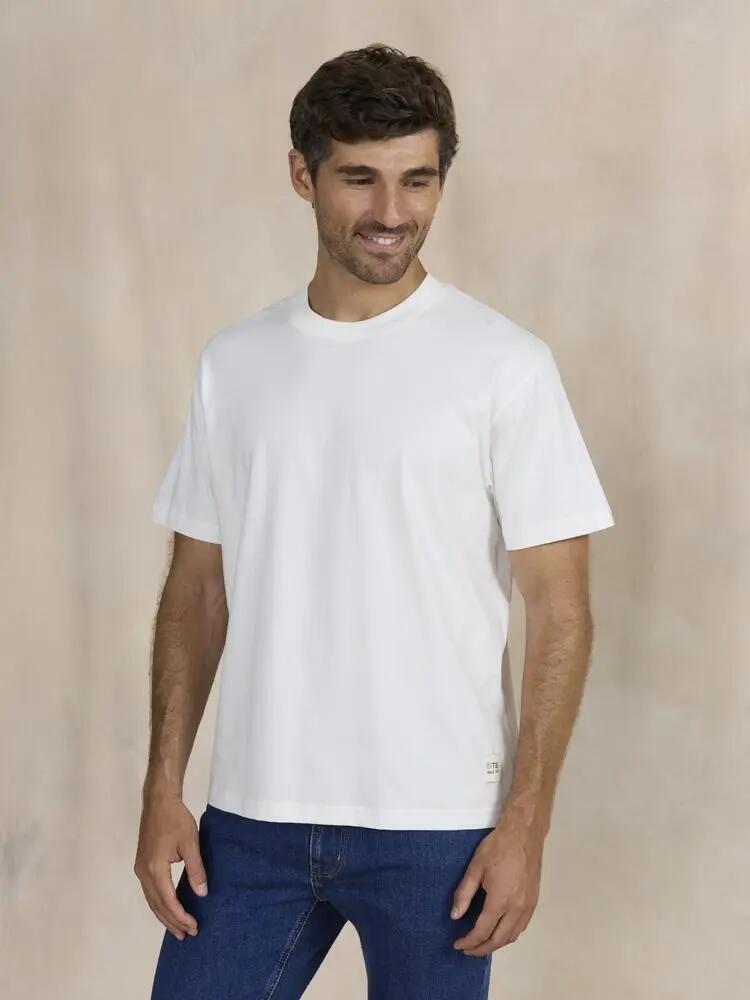 T-shirt homme, col rond, manches courtes, omarutee, blanc/ecru 2/5