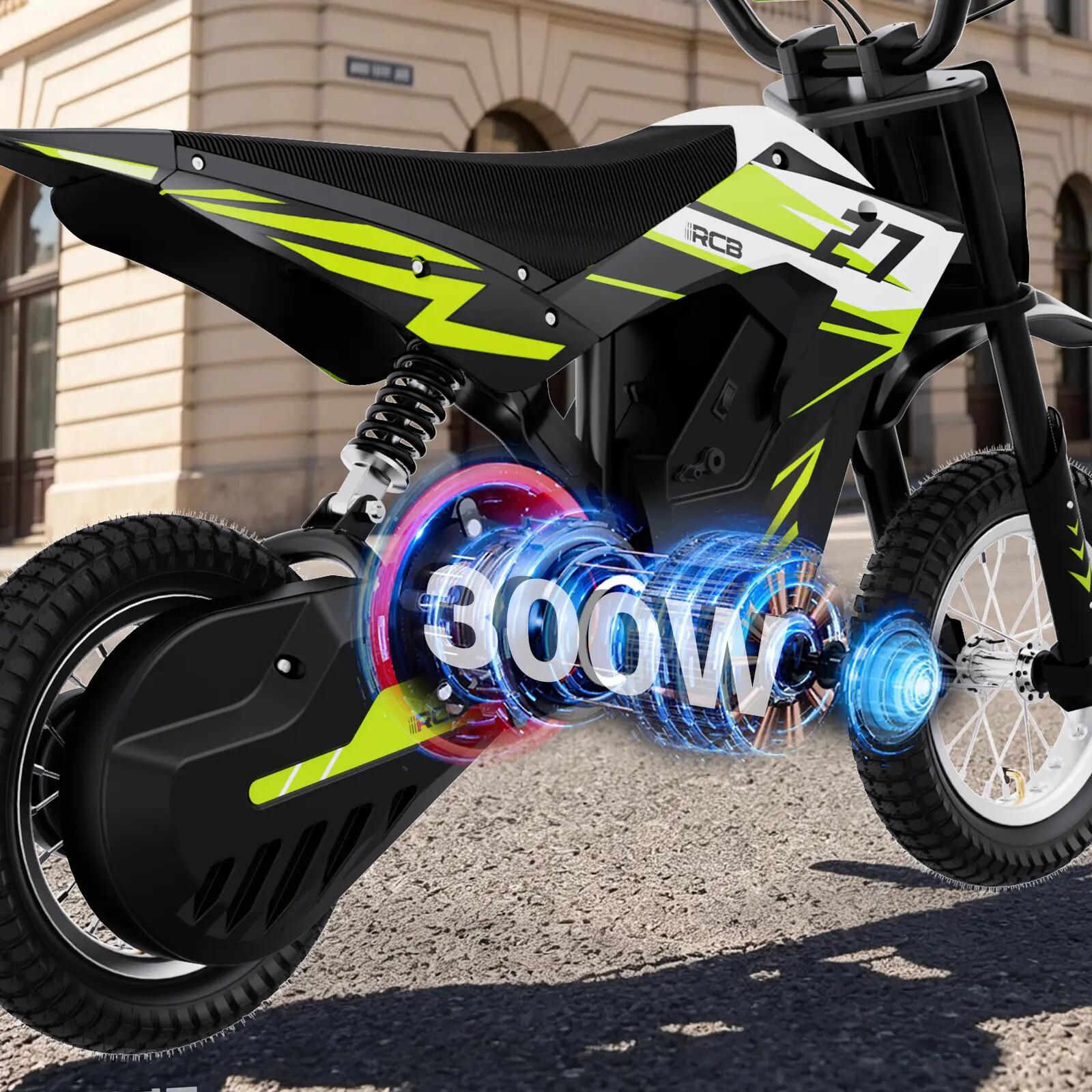Moto électrique pour enfants R9X, 3‑12 ans, 300W, pneus 12 pouces 4/6