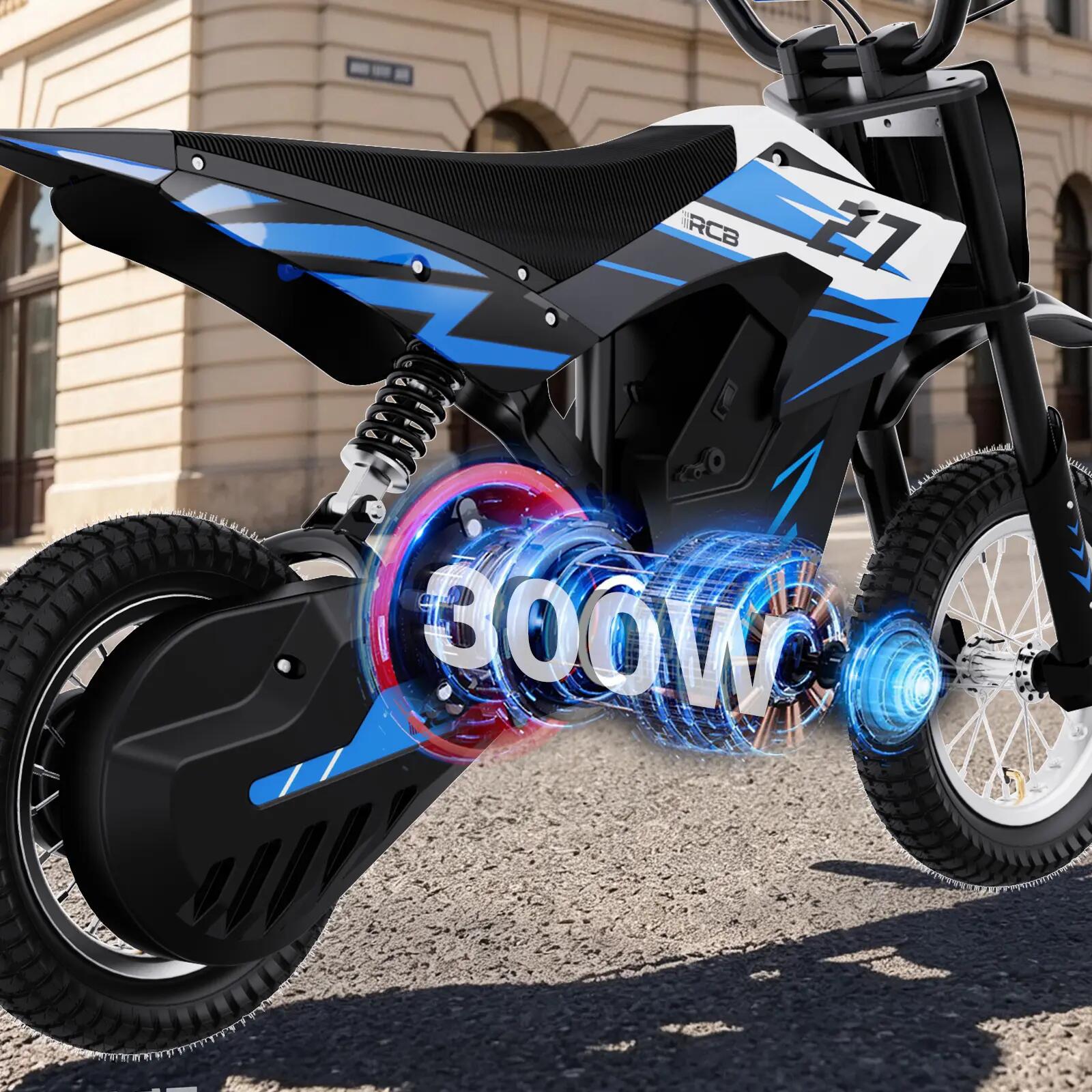Moto électrique pour enfants R9X, 3‑12 ans, 300W, pneus 12 pouces 4/6