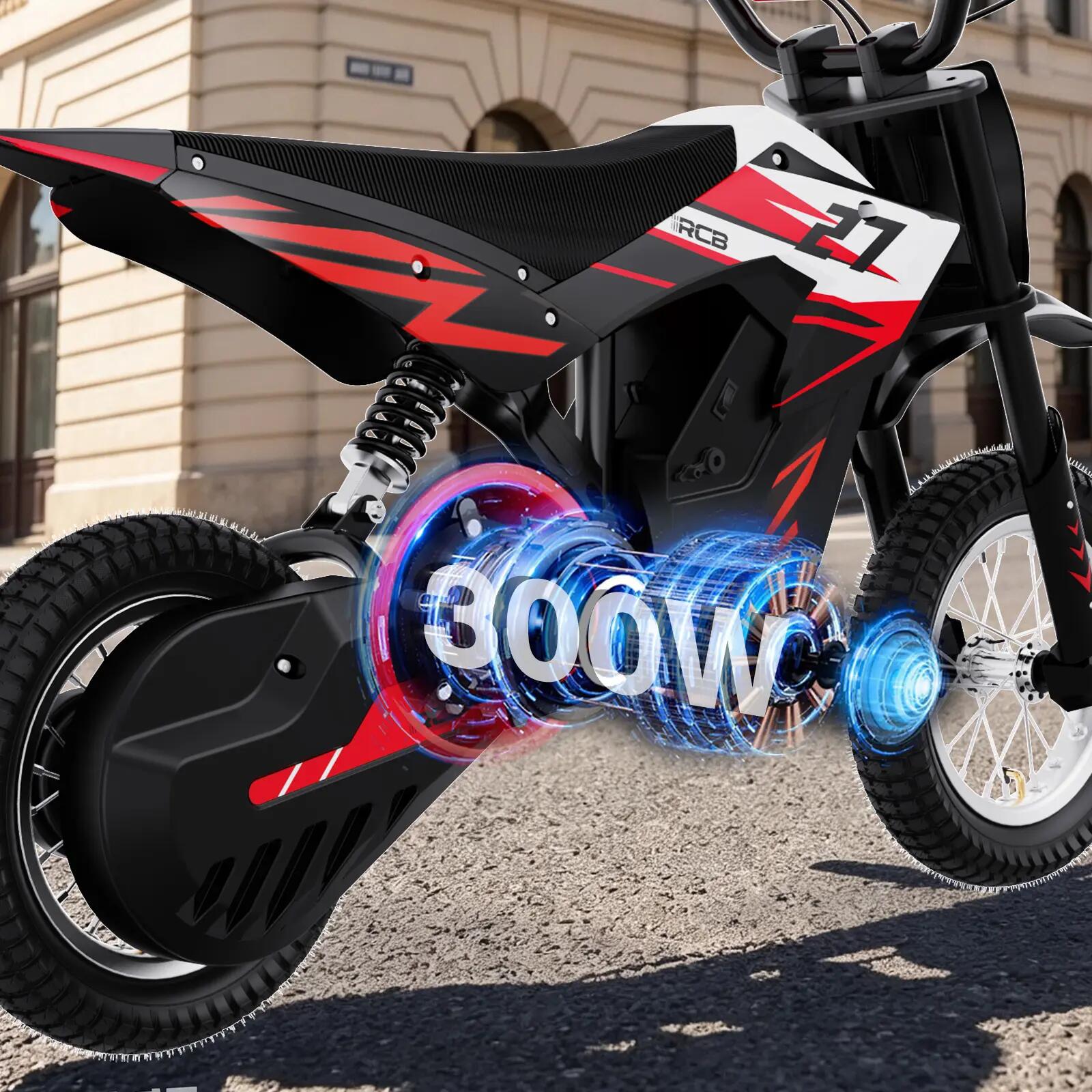 Moto électrique pour enfants R9X, 3‑12 ans, 300W, pneus 12 pouces 4/6
