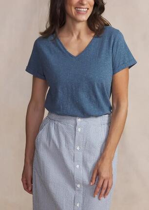 T-shirt - femmes - manches courtes col v - adinatee vert