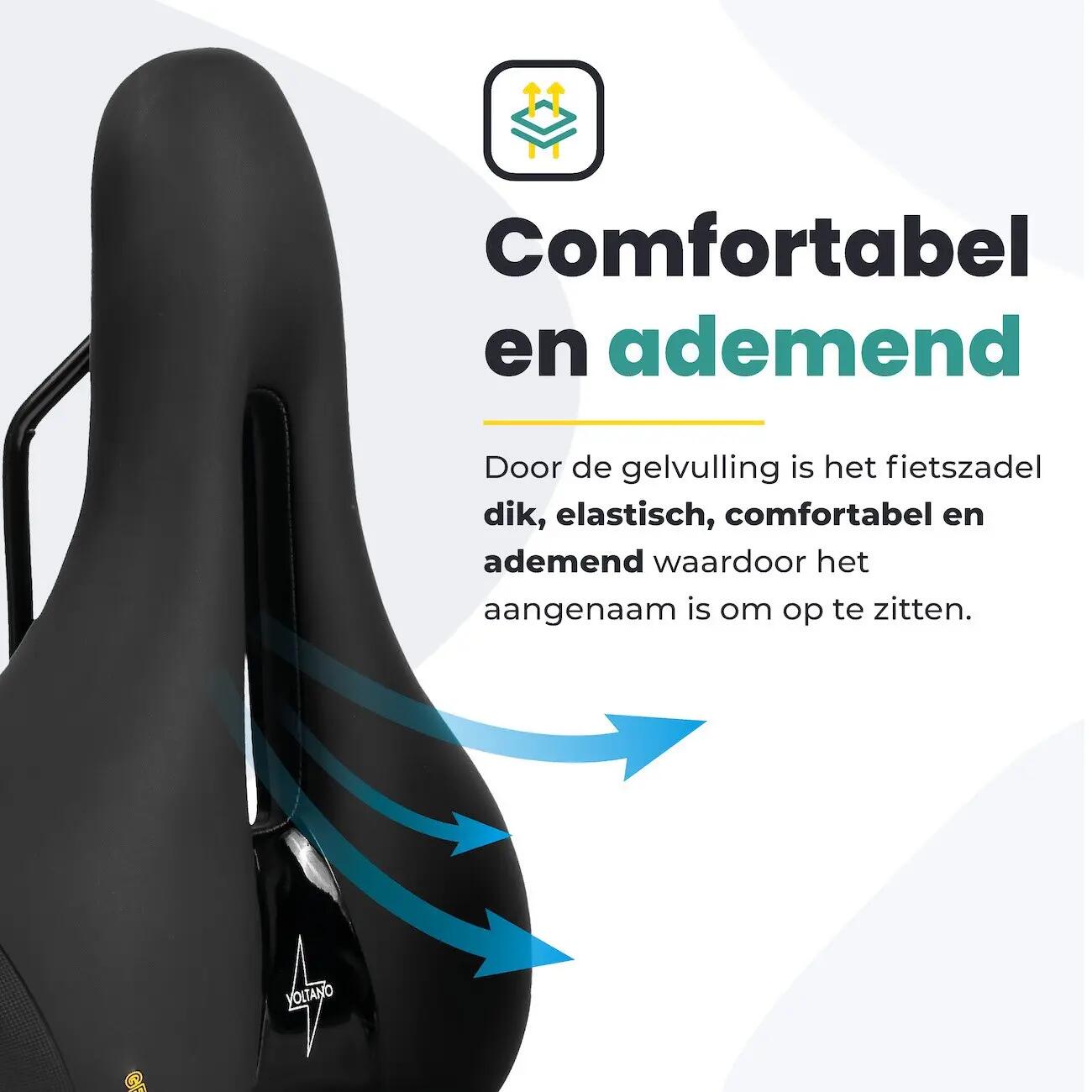 Voltano Fietszadel Elegance - Zwart - Dames - Gel Zadel 6/7