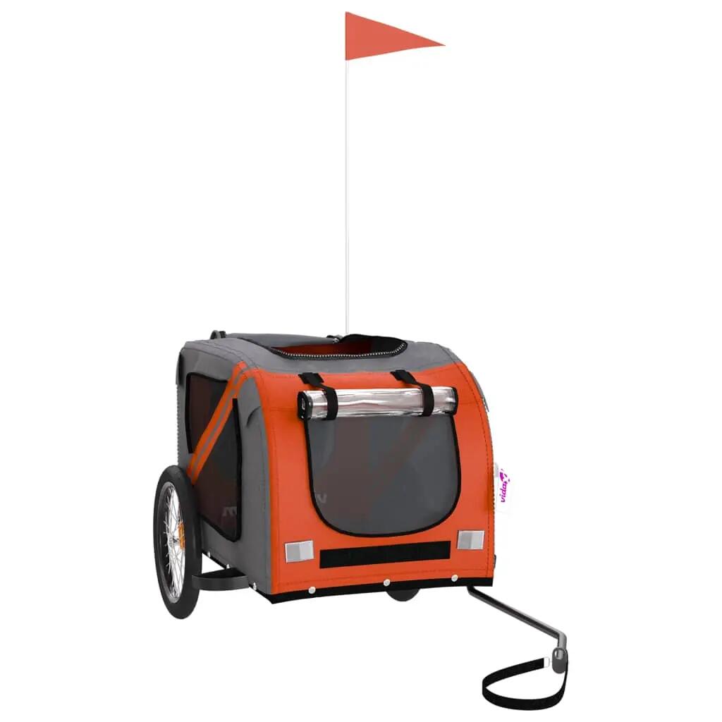 Remorque à vélo pour chiens Vidaxl en orange et noir 4/4