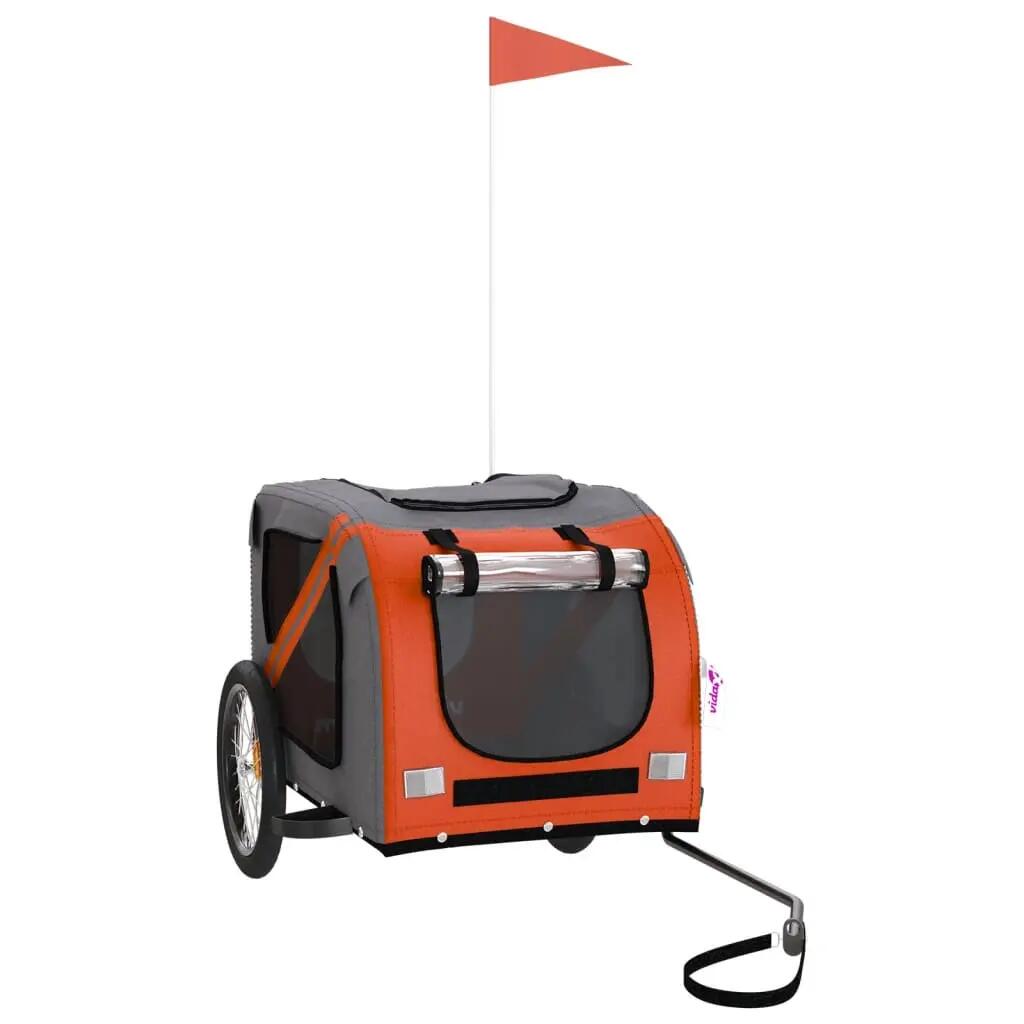 Remorque à vélo pour chiens Vidaxl en orange et noir 2/4