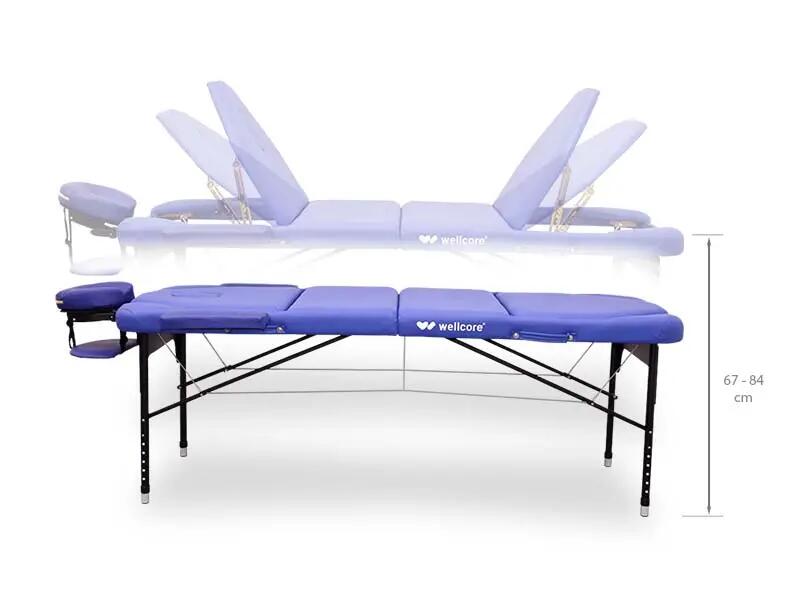 Lettino pieghevole in alluminio WELLCORE 185 x 65 cm con doppio 4/5