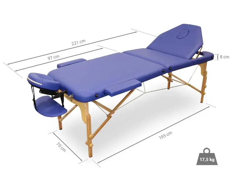 Lettino pieghevole in legno WELLCORE 195 x 70 cm con schienale regolabile 3/5
