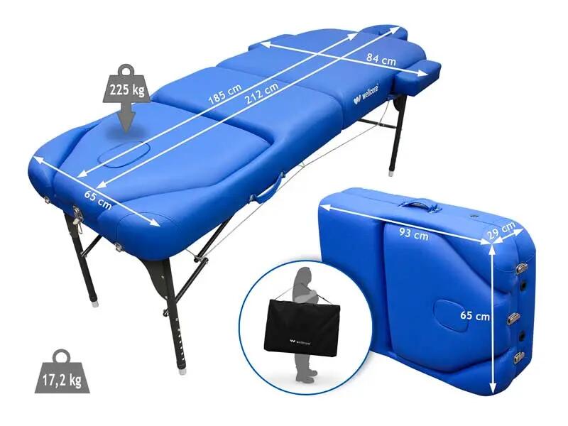Mesa de tratamento dobrável Wellcore, 185 x 65 cm, feita de alumínio 3/5