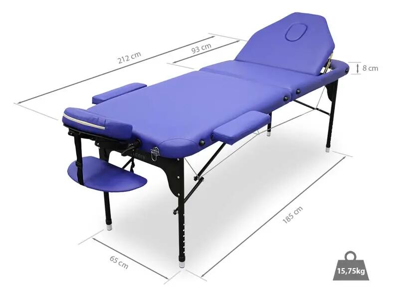Lettino pieghevole in alluminio da 185 x 65 cm con schienale ribaltabile 3/5